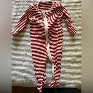 Baby Mori Ruby Stripe Ribbed Clever Zip Baby Pajamas